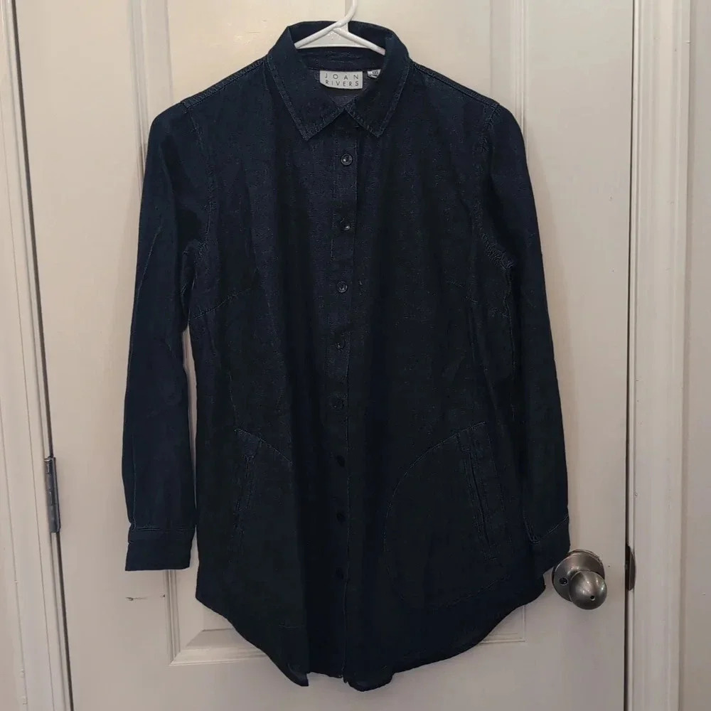 Joan Rivers Regular Vintage Washed Denim Shirt with Pockets - Picture 5 of 8